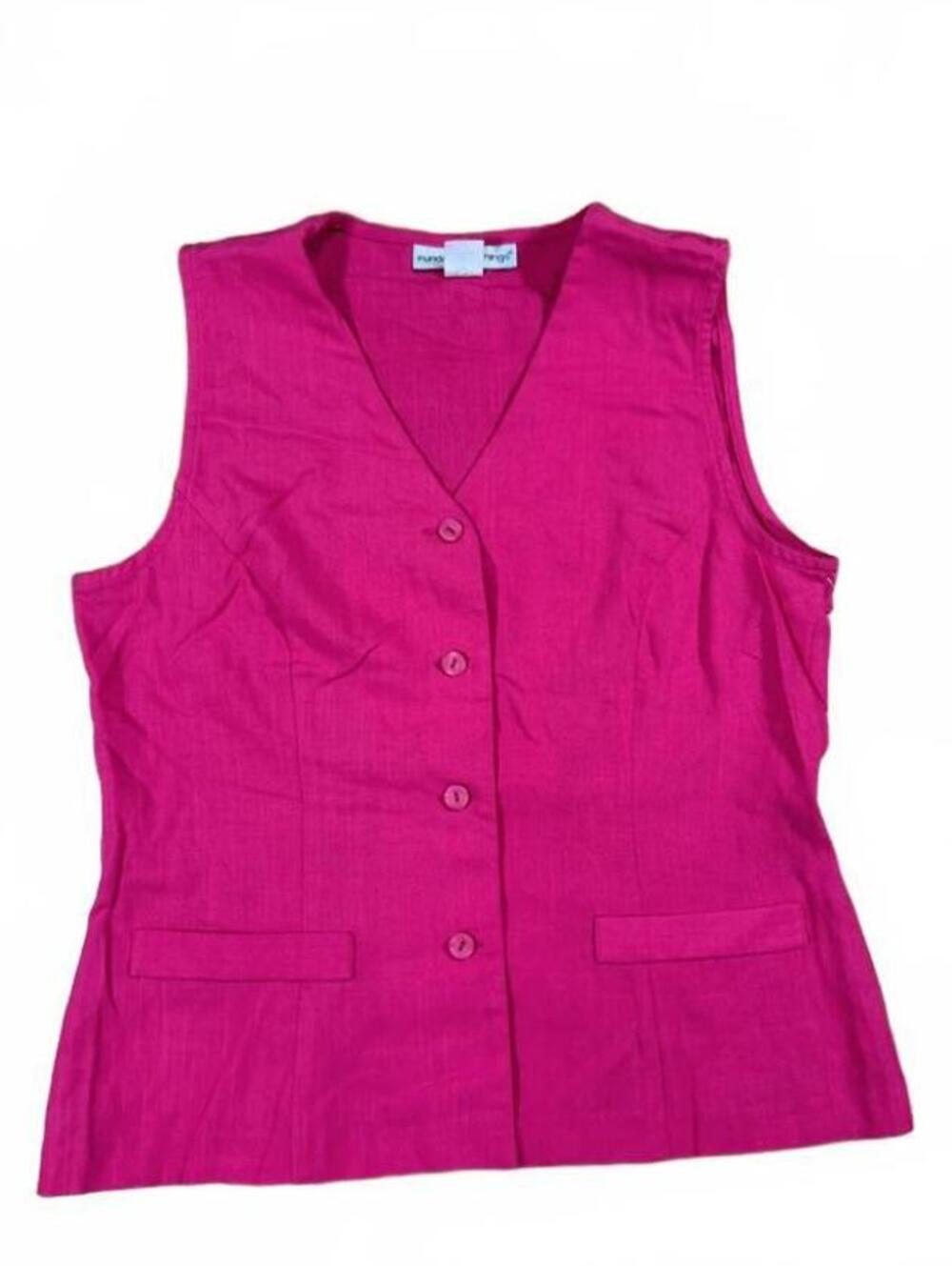 Vintage 90s Fundamental Things Pink Fitted Button Up Vest Measures Size M